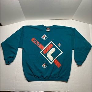 Vintage 90's FILA Big Logo Color Block Sweatshirt USA Hanes Signature Collection